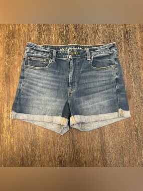 American Eagle Cutoff Stretch Distressed Midi Denim Jean Shorts Size 12